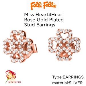 NWT- FOLLI FOLLIE - Rose Gold Plated Earrings